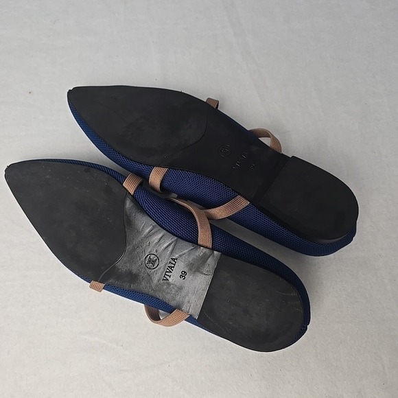 Vivaia Women's Elle Slip On Pointed-Toe Mules Size 39 EU 8 US Blue Brown - Picture 6 of 7